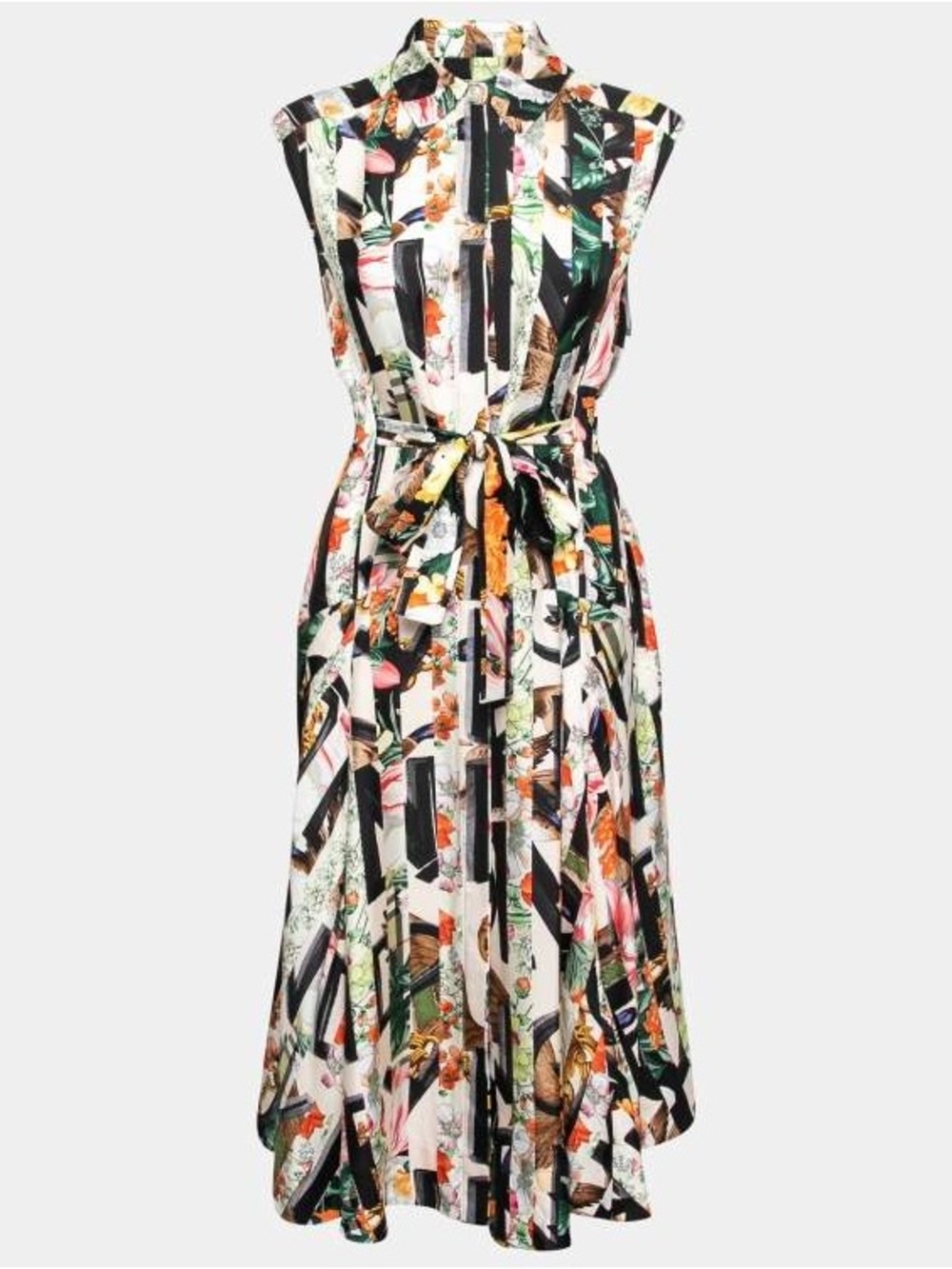 BURBERRY Graffiti Archive Scarf Print Silk Shirt Dress Sleeveless Midi M US 8 UK
